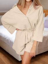 Load image into Gallery viewer, Texture Button Up Shirt and Shorts Set