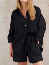 Load image into Gallery viewer, Texture Button Up Shirt and Shorts Set