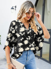 Load image into Gallery viewer, Printed Notched Half Sleeve Blouse