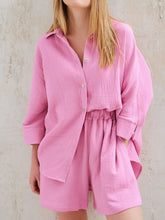 Load image into Gallery viewer, Texture Button Up Shirt and Shorts Set