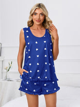 Load image into Gallery viewer, Heart Scoop Neck Tank and Shorts Lounge Set