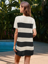 Load image into Gallery viewer, Openwork Round Neck Short Sleeve Cover-UP