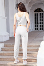 Load image into Gallery viewer, Waffle-Knit Cropped Tank and Drawstring Pants Set