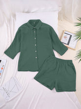 Load image into Gallery viewer, Texture Button Up Shirt and Shorts Set