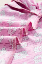 Load image into Gallery viewer, Ruffled Printed Tie Neck Short Sleeve Blouse