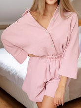 Load image into Gallery viewer, Texture Button Up Shirt and Shorts Set