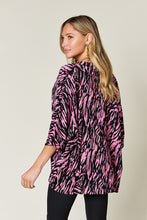 Load image into Gallery viewer, Double Take Full Size Printed Notched Three-Quarter Sleeve Blouse