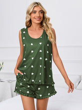 Load image into Gallery viewer, Heart Scoop Neck Tank and Shorts Lounge Set