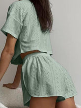 Load image into Gallery viewer, Eyelet Round Neck Top and Shorts Set