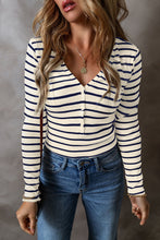 Load image into Gallery viewer, Striped V-Neck Long Sleeve Top