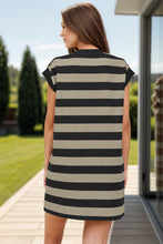 Load image into Gallery viewer, Striped Round Neck Cap Sleeve Mini Dress
