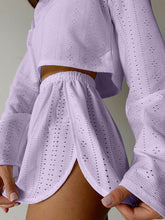 Load image into Gallery viewer, Eyelet Round Neck Top and Shorts Set