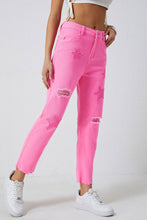 Load image into Gallery viewer, Star Raw Hem Distressed Jeans