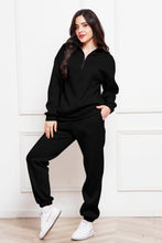 Load image into Gallery viewer, Half Zip Long Sleeve Sweatshirt and Pants Set