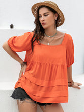 Load image into Gallery viewer, Plus Size Square Neck Half Sleeve Blouse