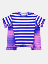 Load image into Gallery viewer, Full Size Contrast Stitching Striped Round Neck T-Shirt
