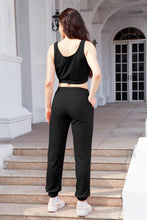 Load image into Gallery viewer, Waffle-Knit Cropped Tank and Drawstring Pants Set