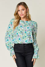 Load image into Gallery viewer, Double Take Full Size Printed Flounce Sleeve Blouse