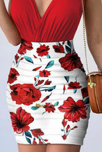 Load image into Gallery viewer, Surplice Spaghetti Strap Top and Printed Mini Skirt Set