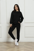 Load image into Gallery viewer, Round Neck Long Sleeve Top and Drawstring Pants Set