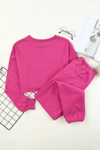 Load image into Gallery viewer, Round Neck Long Sleeve Cropped Top and Pants Set