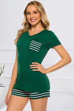 Load image into Gallery viewer, Striped Short Sleeve Top and Shorts Lounge Set