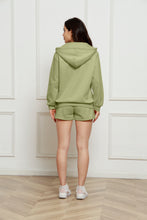 Load image into Gallery viewer, Zip Up Drawstring Hoodie and Shorts Set