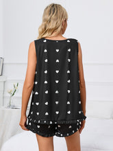 Load image into Gallery viewer, Heart Scoop Neck Tank and Shorts Lounge Set