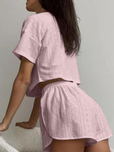 Load image into Gallery viewer, Eyelet Round Neck Top and Shorts Set