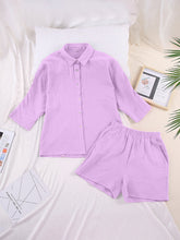 Load image into Gallery viewer, Texture Button Up Shirt and Shorts Set