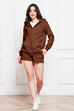 Load image into Gallery viewer, Zip Up Drawstring Hoodie and Shorts Set