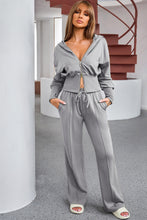 Load image into Gallery viewer, Dropped Shoulder Hoodie and Drawstring Pants Active Set