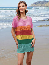 Load image into Gallery viewer, Openwork Round Neck Short Sleeve Cover-UP