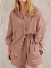 Load image into Gallery viewer, Texture Button Up Shirt and Shorts Set