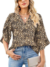 Load image into Gallery viewer, Printed Notched Half Sleeve Blouse