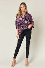 Load image into Gallery viewer, Double Take Full Size Printed Notched Three-Quarter Sleeve Blouse