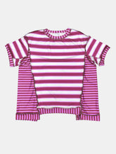 Load image into Gallery viewer, Full Size Contrast Stitching Striped Round Neck T-Shirt