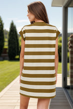 Load image into Gallery viewer, Striped Round Neck Cap Sleeve Mini Dress