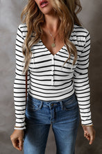 Load image into Gallery viewer, Striped V-Neck Long Sleeve Top