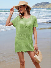 Load image into Gallery viewer, Openwork Round Neck Short Sleeve Cover-UP