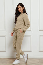 Load image into Gallery viewer, Corduroy Round Neck Sweatshirt and Sweatpants Set