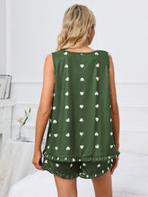 Load image into Gallery viewer, Heart Scoop Neck Tank and Shorts Lounge Set