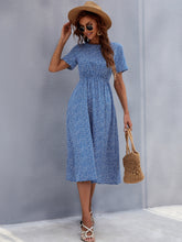 Load image into Gallery viewer, Printed Round Neck Short Sleeve Midi Dress