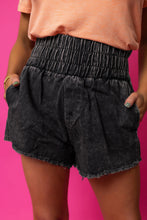 Load image into Gallery viewer, High Waist Raw Hem Denim Shorts