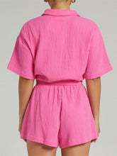 Load image into Gallery viewer, Texture Button Up Shirt and Shorts Set