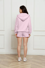 Load image into Gallery viewer, Zip Up Drawstring Hoodie and Shorts Set
