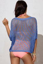 Load image into Gallery viewer, Openwork Round Neck Half Sleeve Knit Cover Up