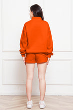 Load image into Gallery viewer, Half Zip Long Sleeve Sweatshirt and Drawstring Shorts Set