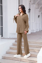 Load image into Gallery viewer, Drawstring Flounce Sleeve Shirt and Pants Set