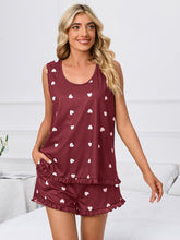 Load image into Gallery viewer, Heart Scoop Neck Tank and Shorts Lounge Set